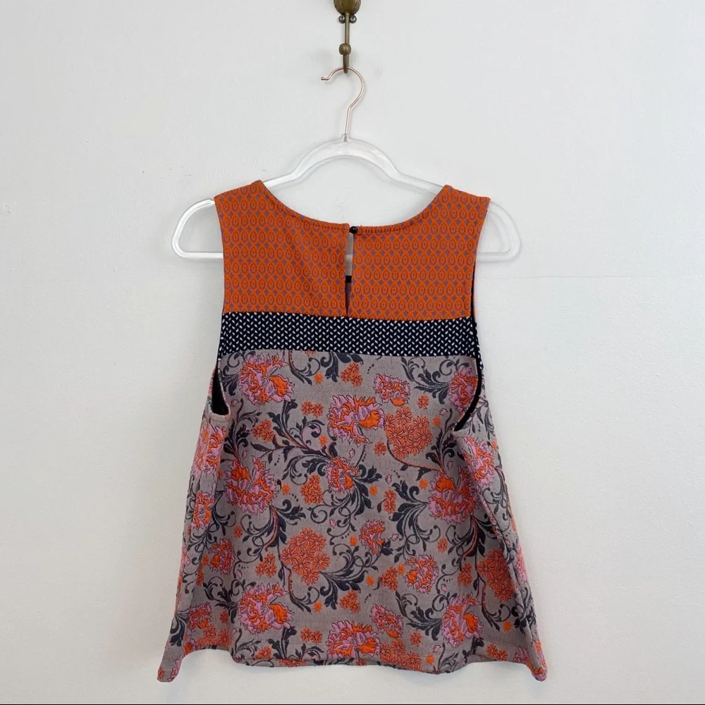 Anthropologie Orange and Blue Floral Tank Top - Picture 8 of 15